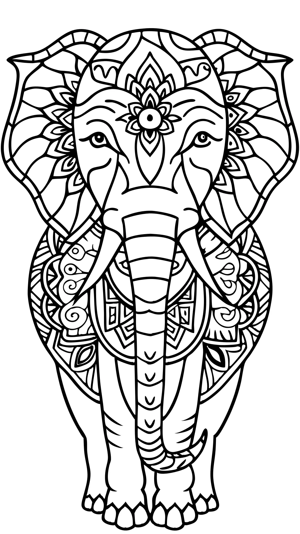 coloriages d’éléphants pour adultes